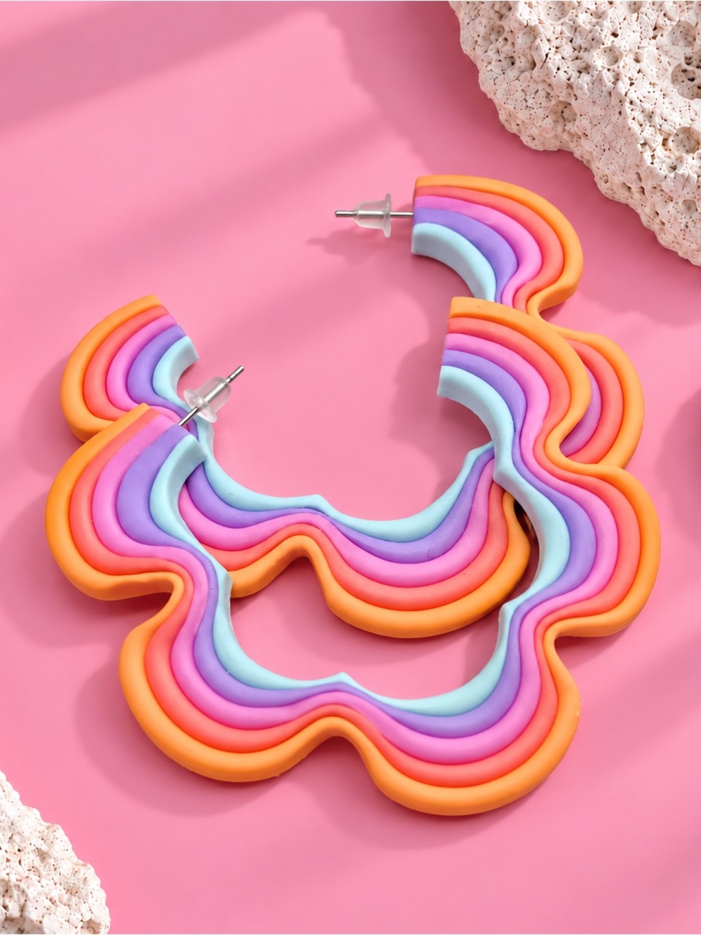 Flower Power — Retro — Handmade Hoop Earrings — Sherbet Swirl